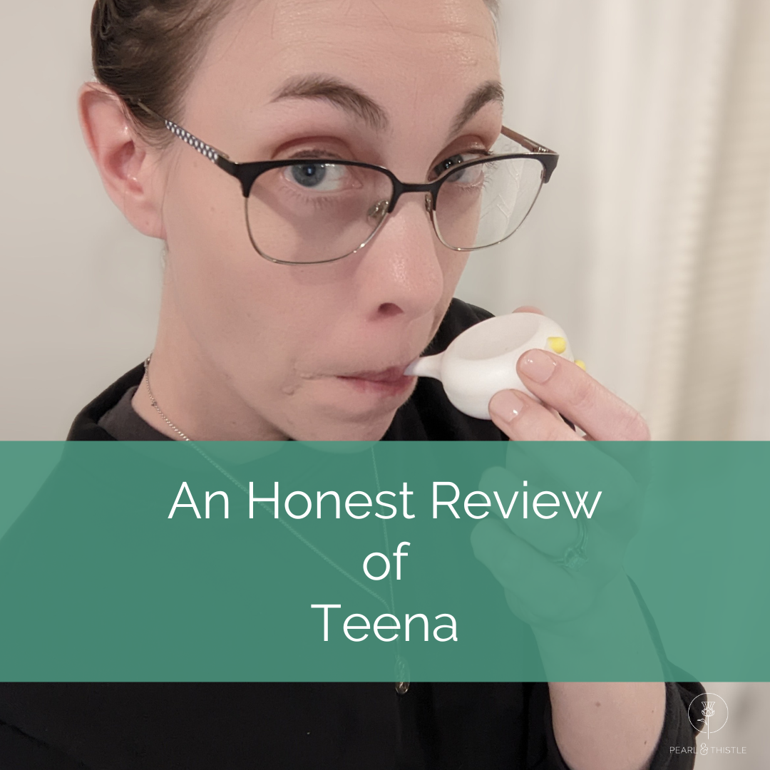 woman with thermometer device in her mouth with text "An Honest Review of Teena"